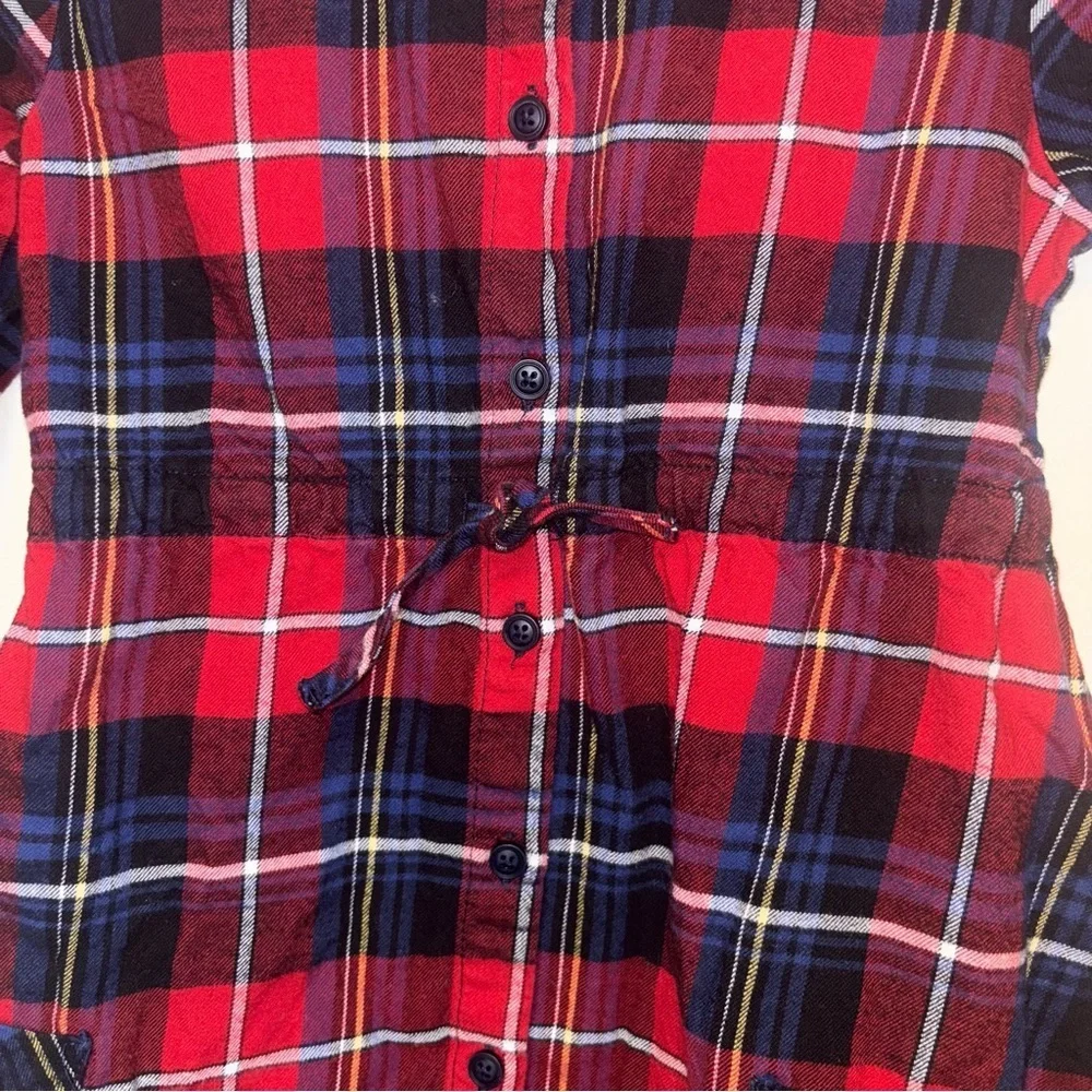 ZARA kids red navy plaid shirt dress, girls size 5 Long Sleeve Dress
